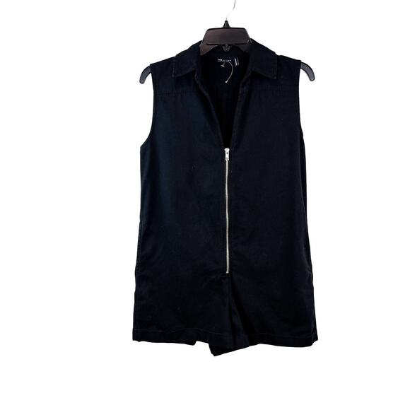 ASOS Black Utility Sleeveless Full Zip Short Jumpsuit - Size 4 - Picture 1 of 7